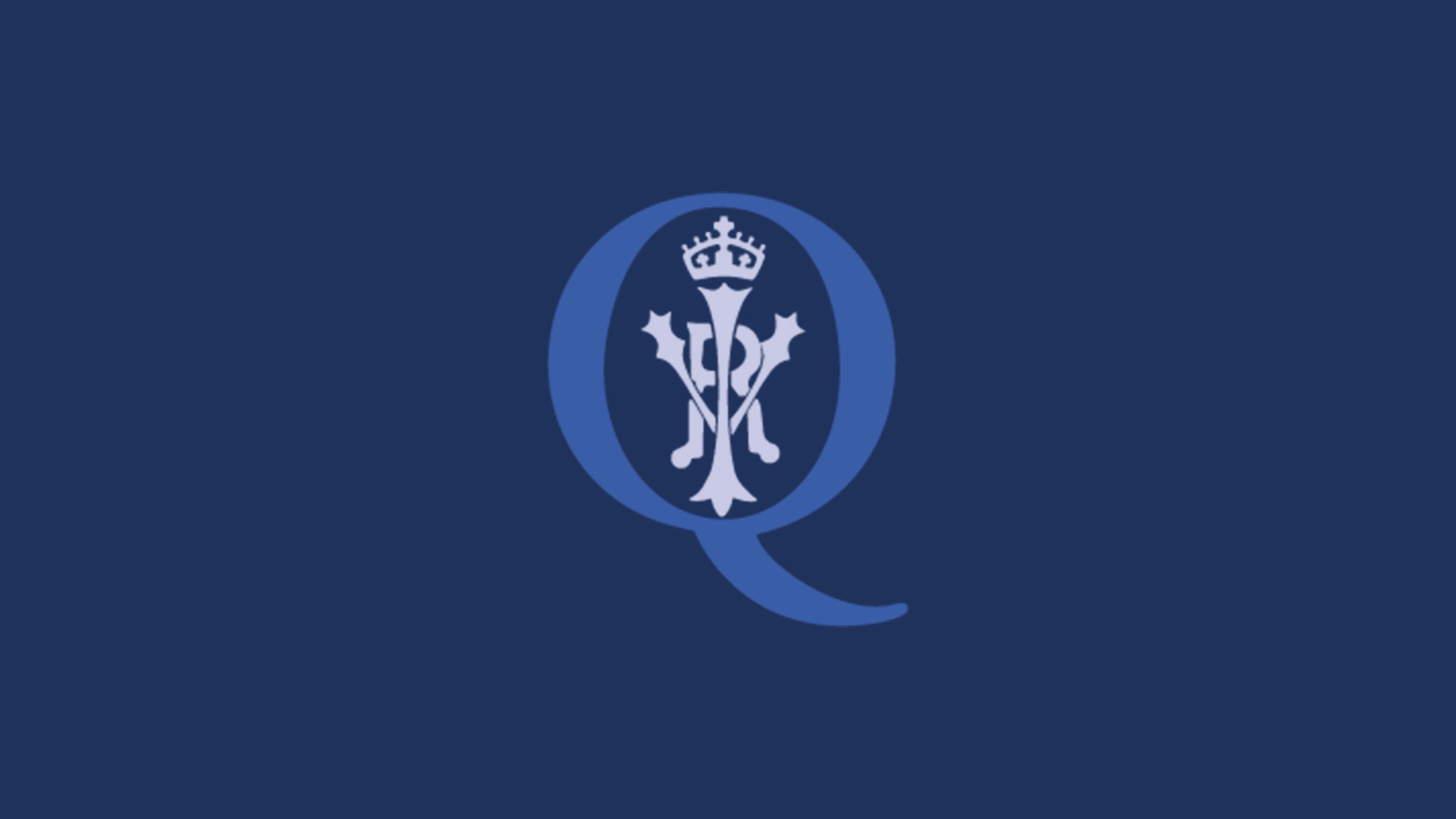 A stylised blue letter "Q" containing a white monogram of a crowned symbol with interwoven letters, representing the Queen’s Nursing Institute Scotland (QNIS) logo.